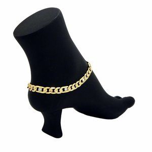 14k Gold 8mm 10" Figaro Link Anklet
